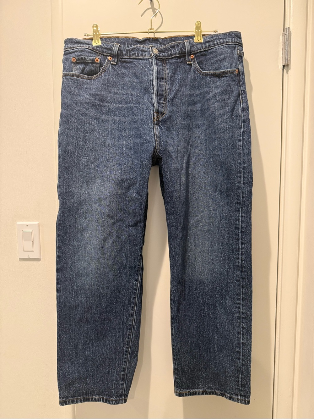 Levi's 501 Womens Big E Dark Blue Straight-Leg Jeans with Red Tab 16